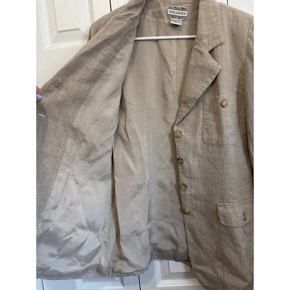 Linen Willimax Neutral Fully Lined Safari Lagenlook Blazer Size Small - Picture 5 of 7